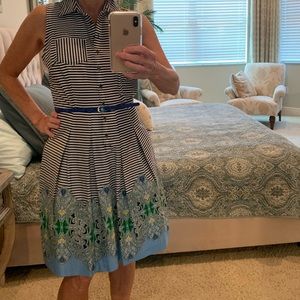 Navy and white stripes paisley detail at bottom